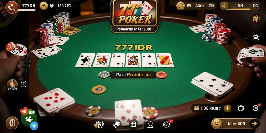 Screenshot permainan 777IDR menampilkan gameplay Poker yang seru.