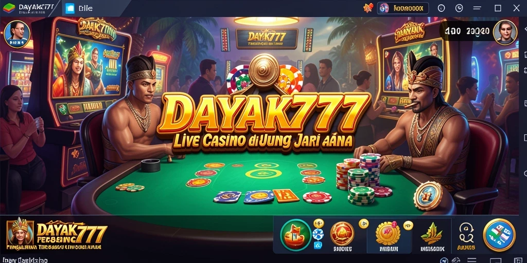 Screenshot utama DAYAK777 menunjukkan permainan Live Casino yang seru dan interaktif.