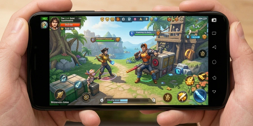 Tampilan gameplay MPO1221 yang ceria dan penuh warna.